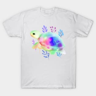 Cute Colorful Floral Sea Turtle . T-Shirt